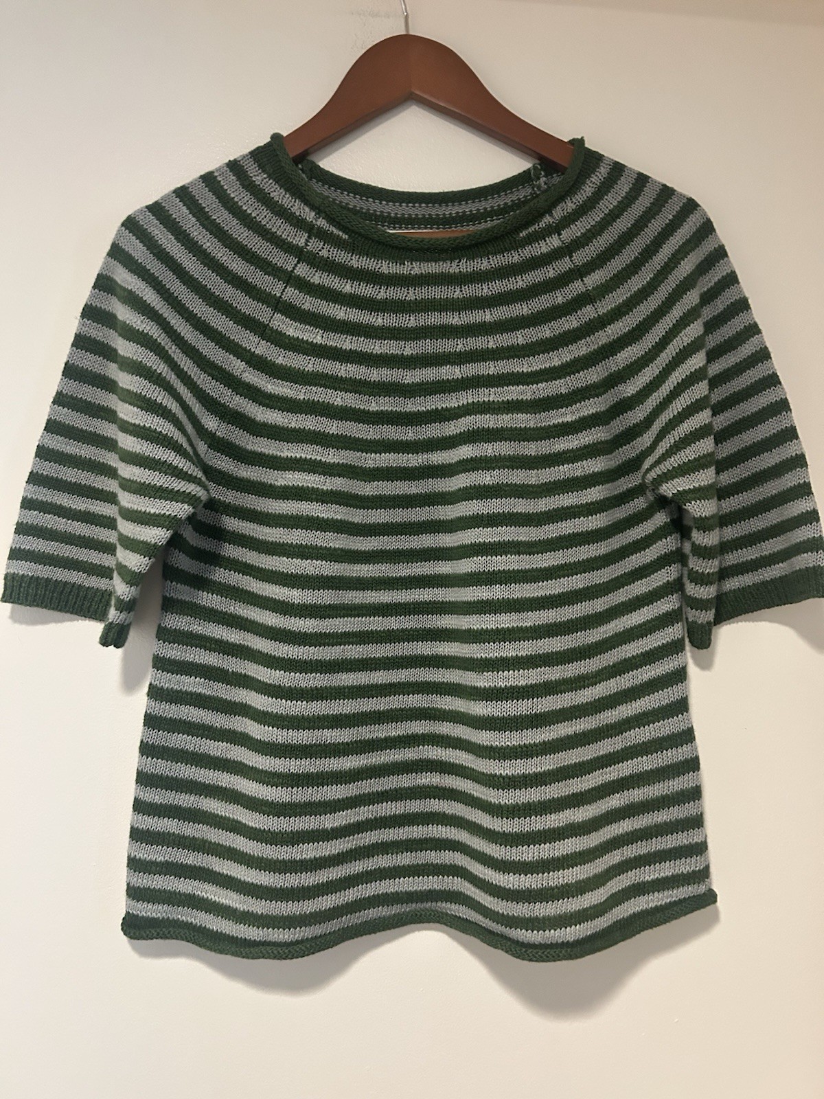 TOAST Women’s Size Small Striped Green Linen Cotton Knitted Shirt TOAST Women’s Size Small Striped Green Linen Cotton Knitted Shirt