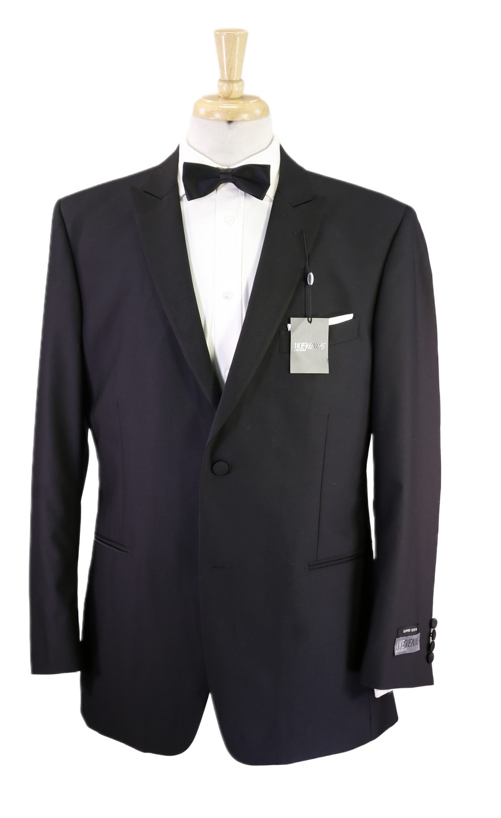 Ike Behar Black Peak Lapel 2-Btn Tuxedo Formal Wedding 120\'s Wool Suit 42R Ike Behar Black Peak Lapel 2-Btn Tuxedo Formal Wedding 120\'s Wool Suit 42R