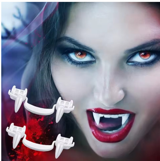 1×Retractable Vampire Teeth Fangs Halloween Cosplay Makeup Zombie Dentures Teeth 1×Retractable Vampire Teeth Fangs Halloween Cosplay Makeup Zombie Dentures Teeth