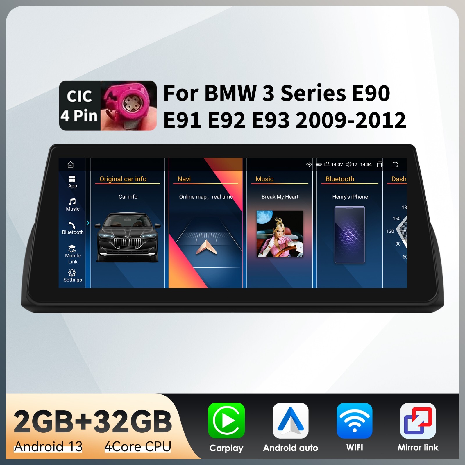 10.25\'\' For BMW 3 E90 M3 328i 335i Android13 Car GPS Stereo Radio CarPlay Idrive