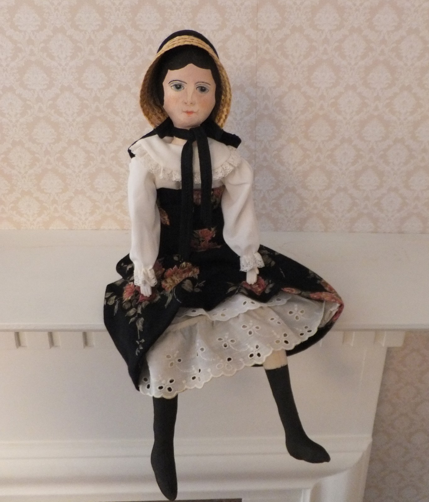 Artist OOAK Painted Cloth Prairie Style Folk Art Doll