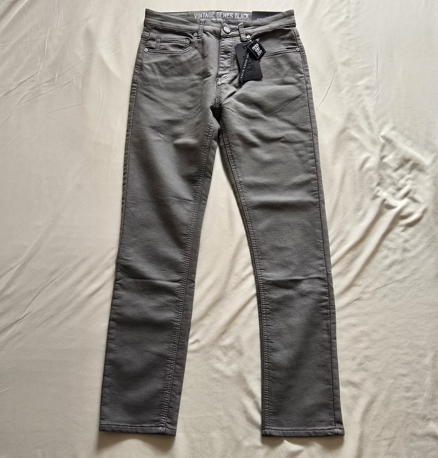 NWT VGB Vintage Genes Black French Terry Denim Jeans Slim Fit Mens 30x30 Taupe NWT VGB Vintage Genes Black French Terry Denim Jeans Slim Fit Mens 30x30 Taupe