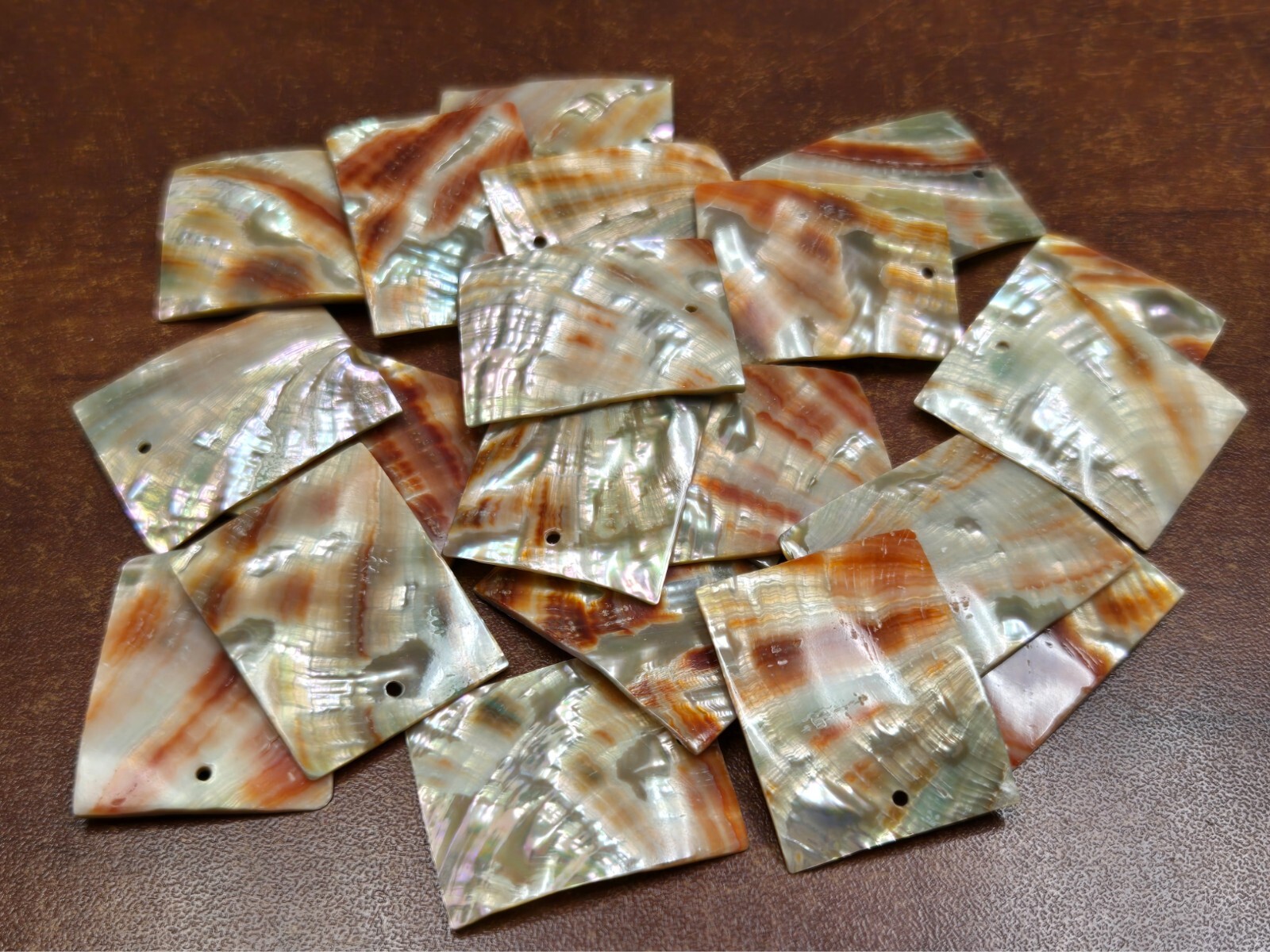 25 PCS RECTANGLE RED ABALONE SHELL BLANK CHARM PENDANTS 1 1/4\