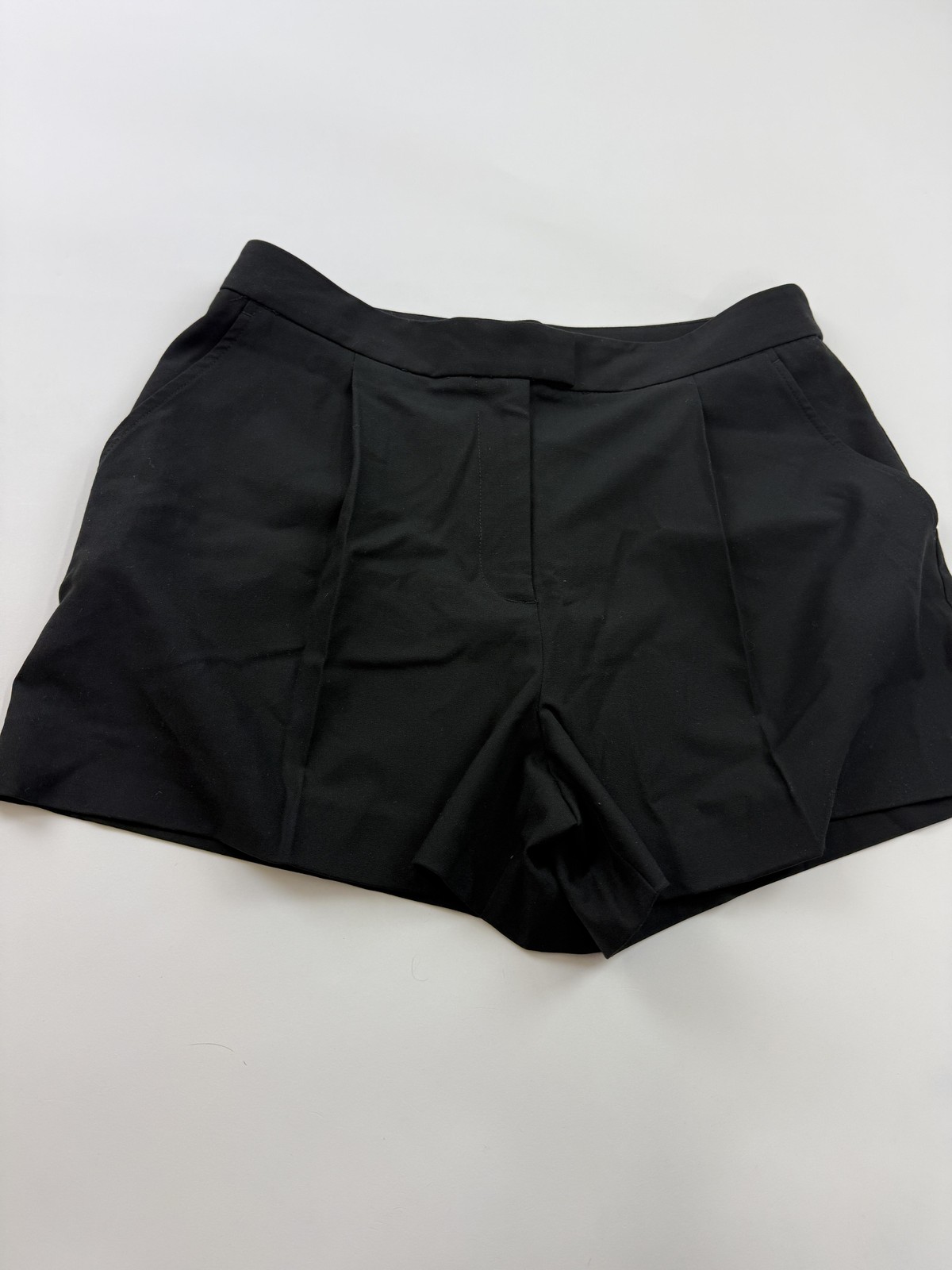 ZARA Shorts Womens XL Black Pleated Chino Twill Dressy Work Casual Summer