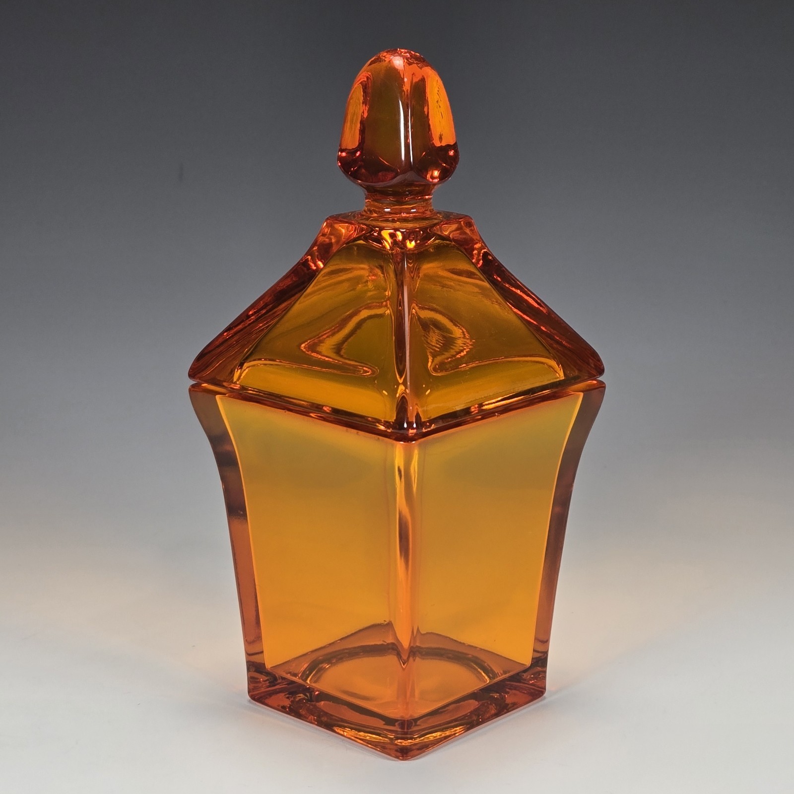 Viking Glass Epic Persimmon Orange Cigarette Jar Candy Dish No 6811 MCM 1968