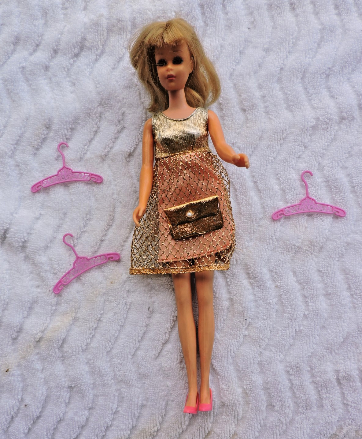 VTG MATTEL FRANCIE DOLL BLONDE TNT BENDABLE KNEES JAPAN GOLD RUSH DRESS VTG MATTEL FRANCIE DOLL BLONDE TNT BENDABLE KNEES JAPAN GOLD RUSH DRESS