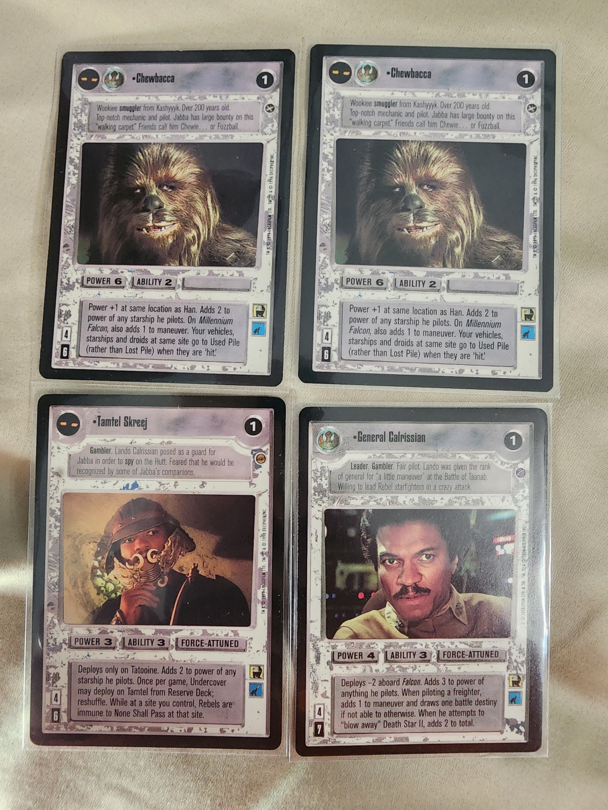 SWCCG DECIPHER CHEWBACCA AND LANDO LOT LIMITED EXCELLENT CONDITION