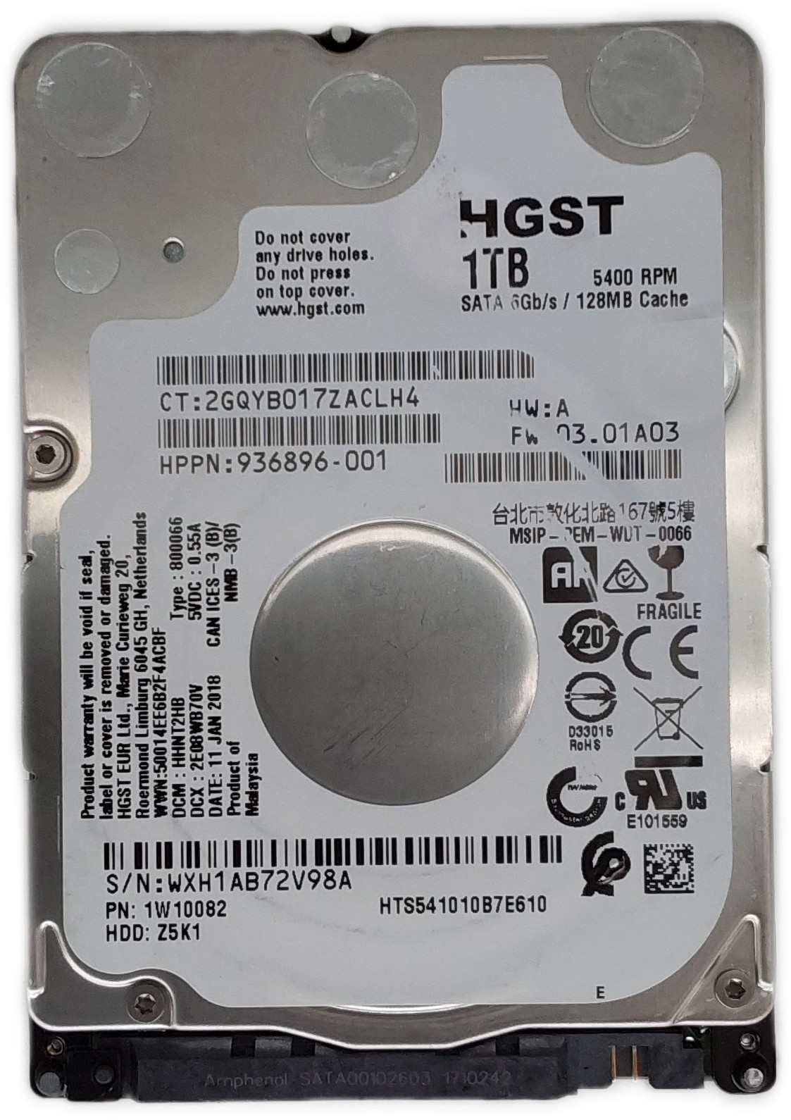 Hitachi  / HGST Travelstar HTS541010B7E610 1TB 2.5
