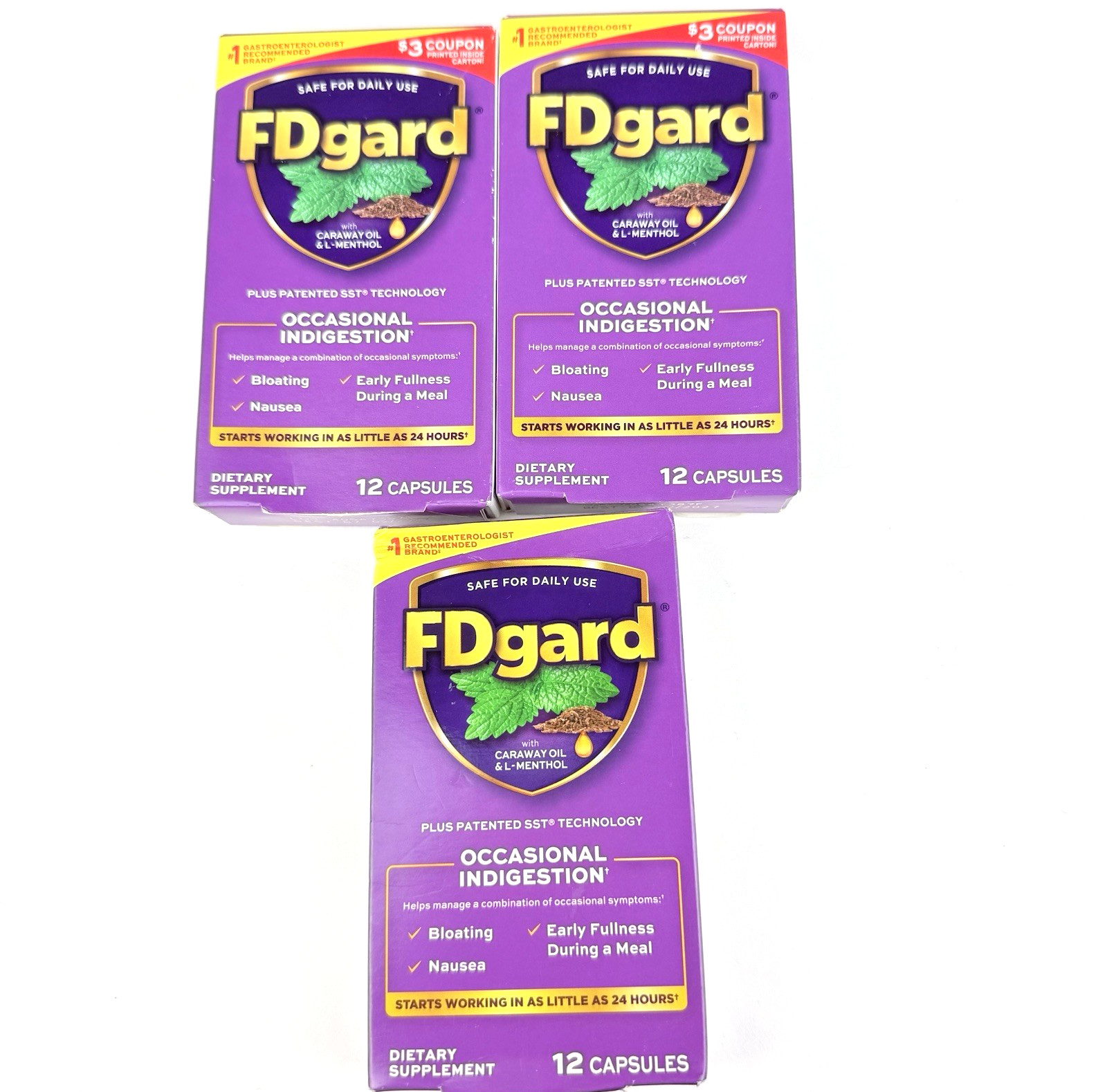 FDgard Occasional Indigestion 3 Boxes X 12 Capsules Each FDgard Occasional Indigestion 3 Boxes X 12 Capsules Each