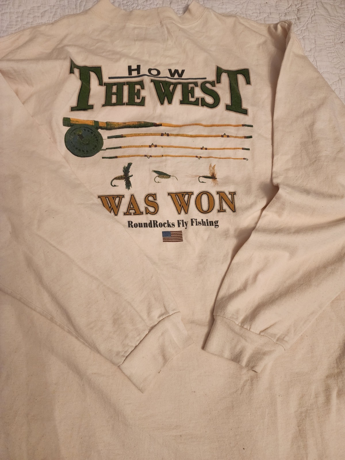 VINtage RoundRocks Fly Fishing How The West Was Won Graphic Men\'s L Long Sleeve VINtage RoundRocks Fly Fishing How The West Was Won Graphic Men\'s L Long Sleeve