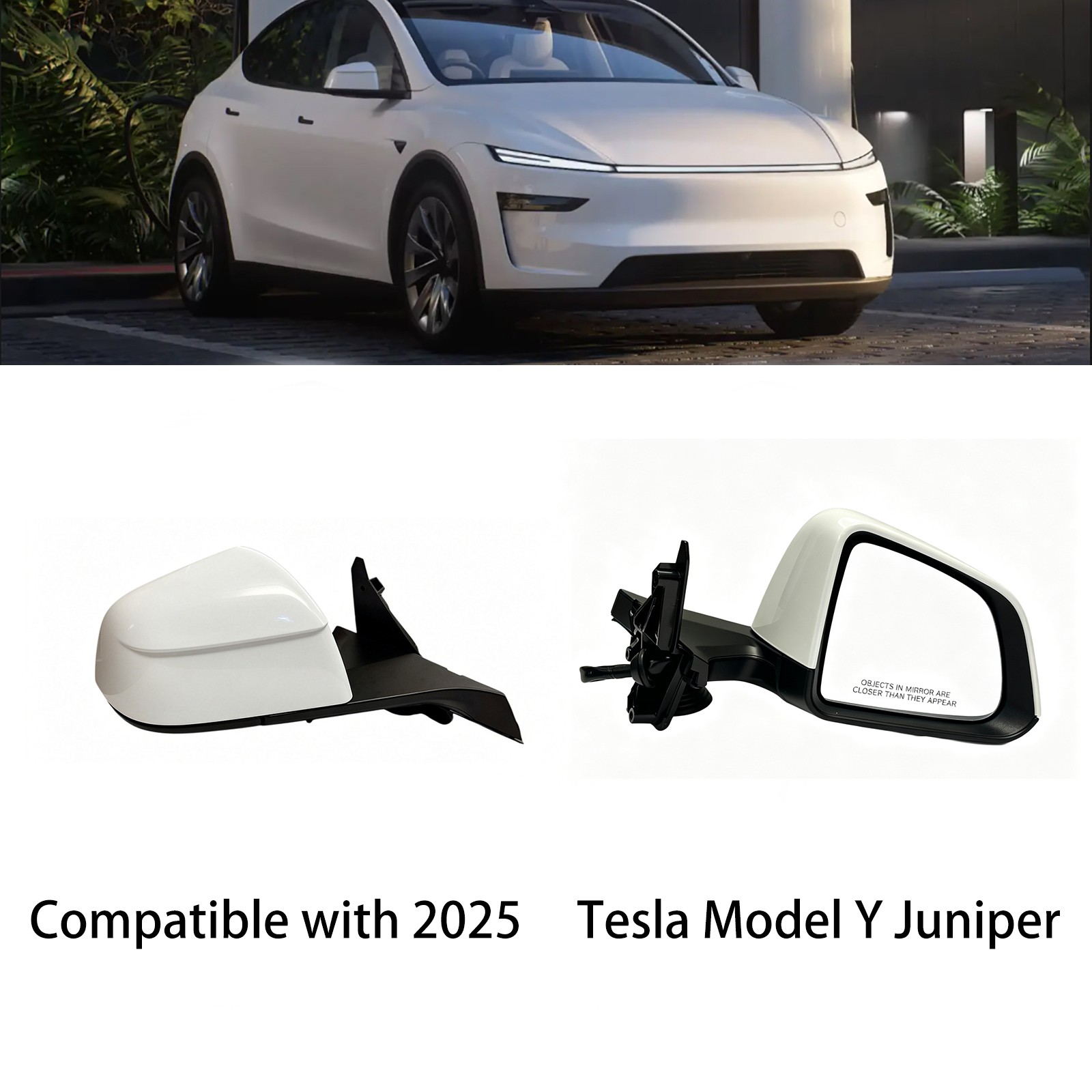 For Tesla Model Y JUniper 2025-2026 White Right Side Mirror Heated Power Fold