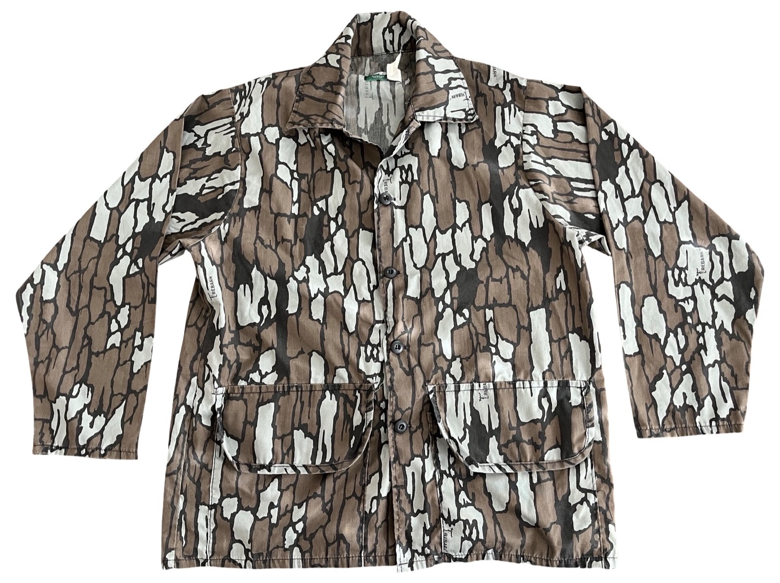 VTG SafTbak Button Up Trebark Camo Shirt Jacket Mens LARGE Lightweight Hunting VTG SafTbak Button Up Trebark Camo Shirt Jacket Mens LARGE Lightweight Hunting