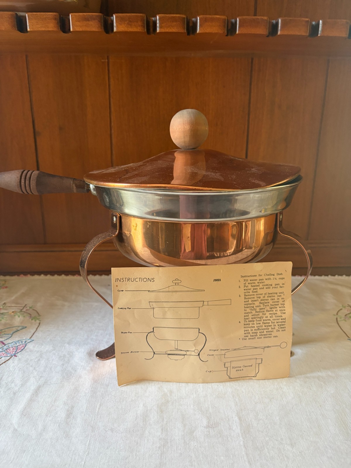 Vintage Ernest Sohn #5825 Chafing Dish with Original Instructions