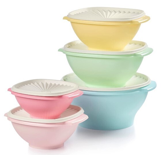 Tupperware HERITAGE SERVALIER BOWL SET of 5 ~ Serving Mixing ~ BRAND NEW Tupperware HERITAGE SERVALIER BOWL SET of 5 ~ Serving Mixing ~ BRAND NEW