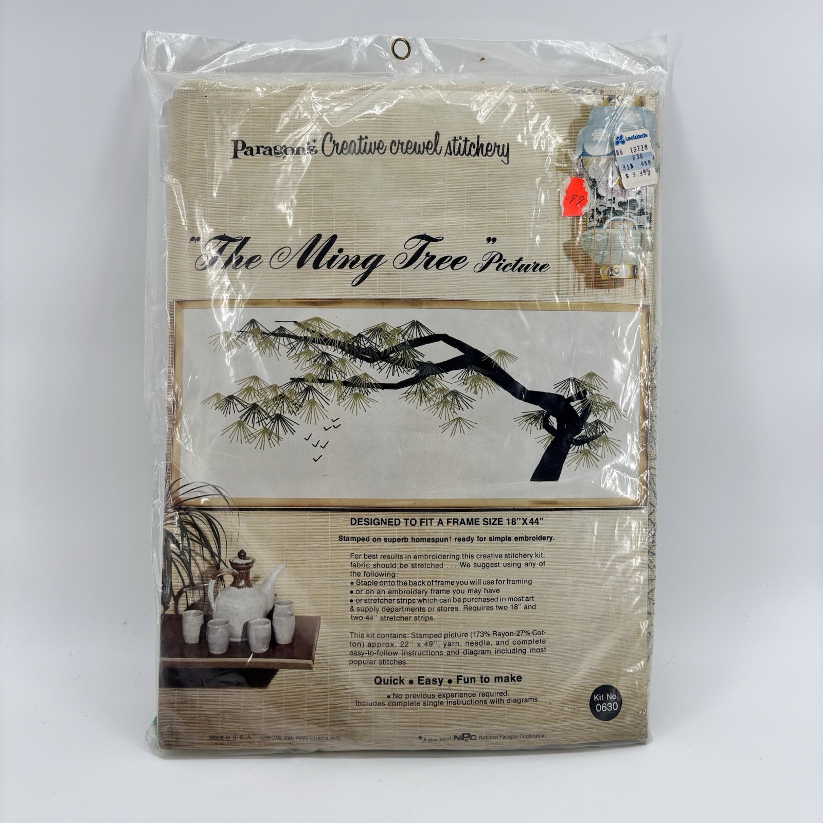 Paragon Crewel Stitchery Kit The Ming Tree Picture Vintage 1972 New Kit No 0630