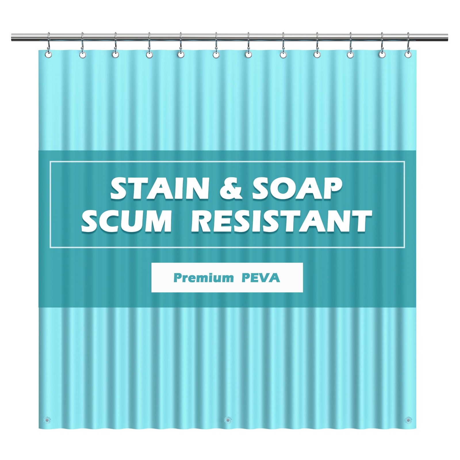 Waterproof PEVA Shower Curtain Liner Weighted Magnetic Rustproof Grommets