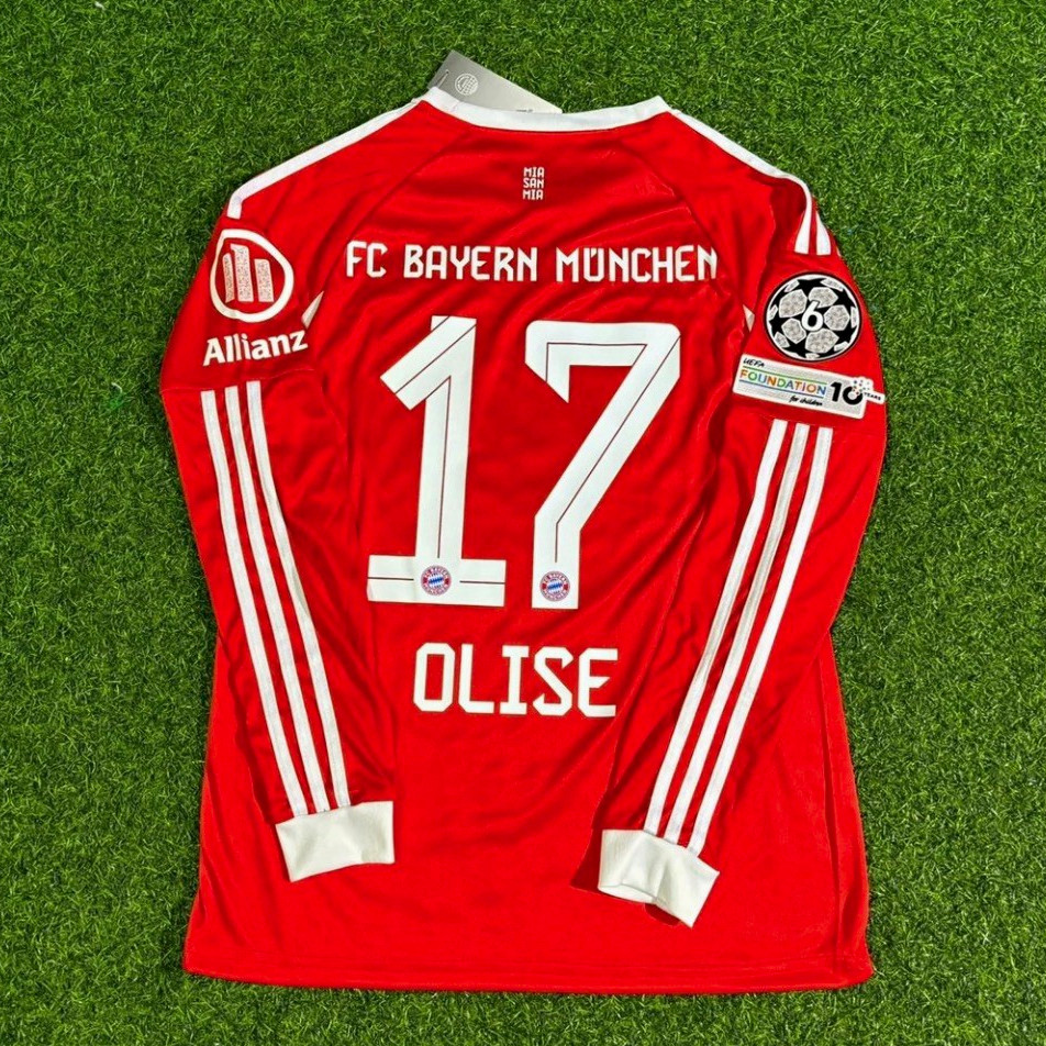 adidas Bayern Munich Olise #17 Red/White Long Sleeve Soccer Jersey adidas Bayern Munich Olise #17 Red/White Long Sleeve Soccer Jersey