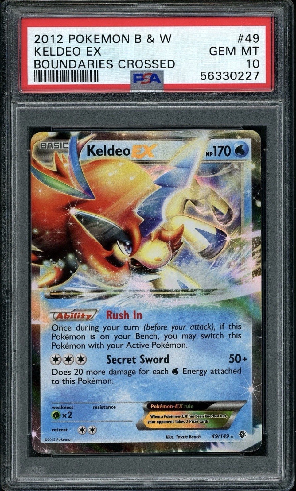 2012 Pokemon Black & White Boundaries Crossed Keldeo EX #49 PSA 10 POP 198