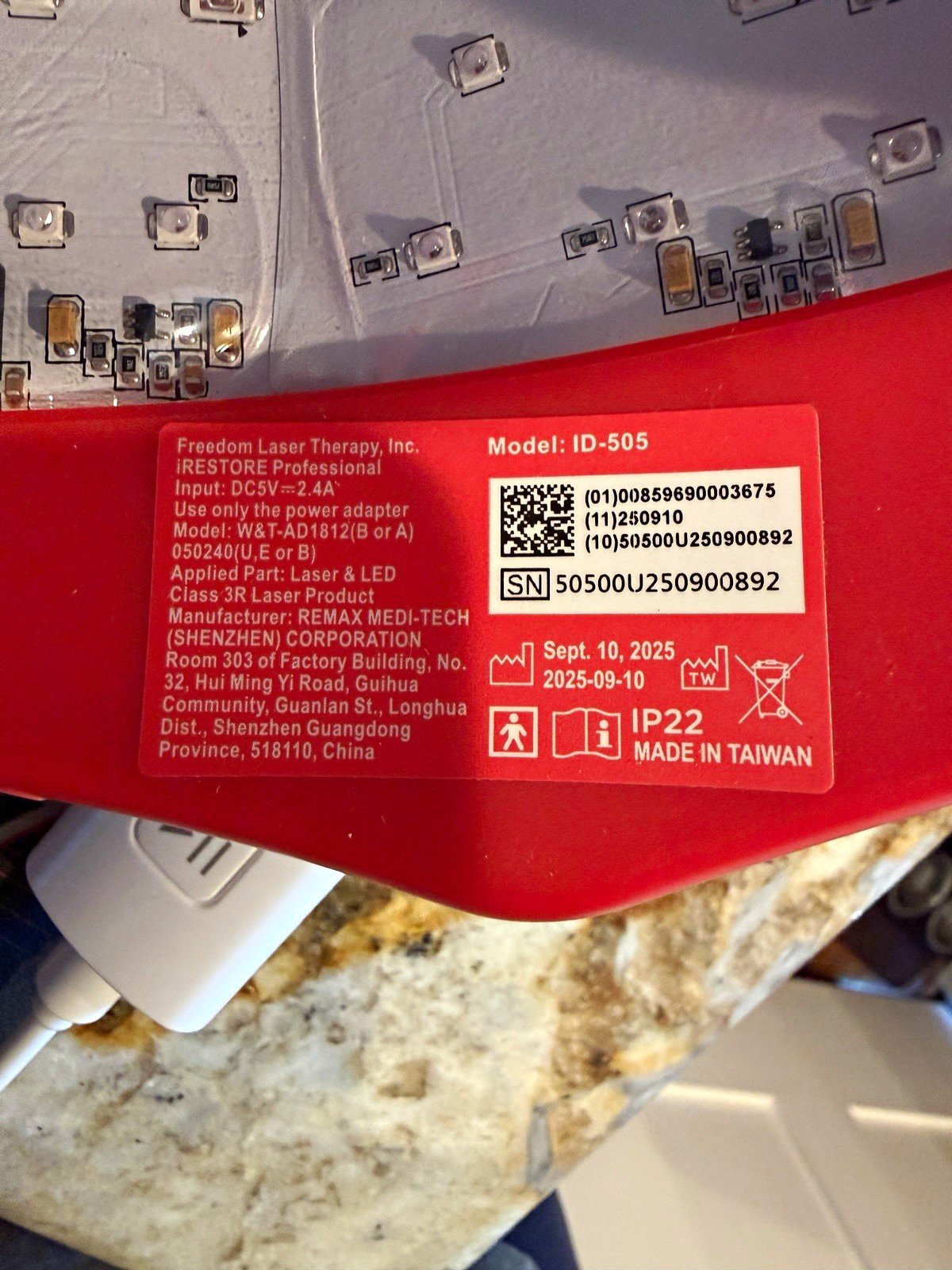 iRestore Professional Laser Hair Growth Device ID-505 Red 25-Min Treatment.