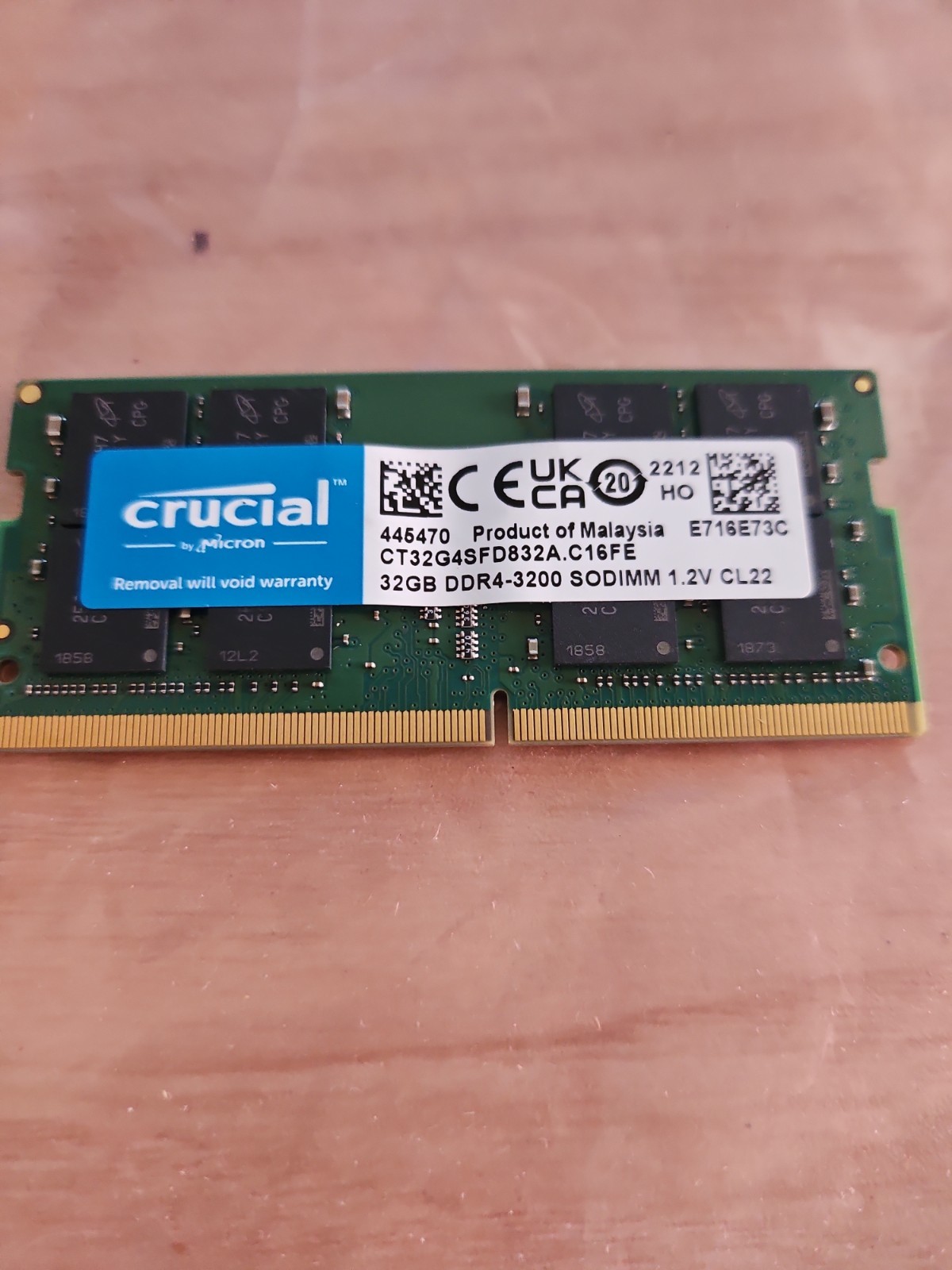Crucial 32GB DDR4-3200 SODIMM Crucial 32GB DDR4-3200 SODIMM
