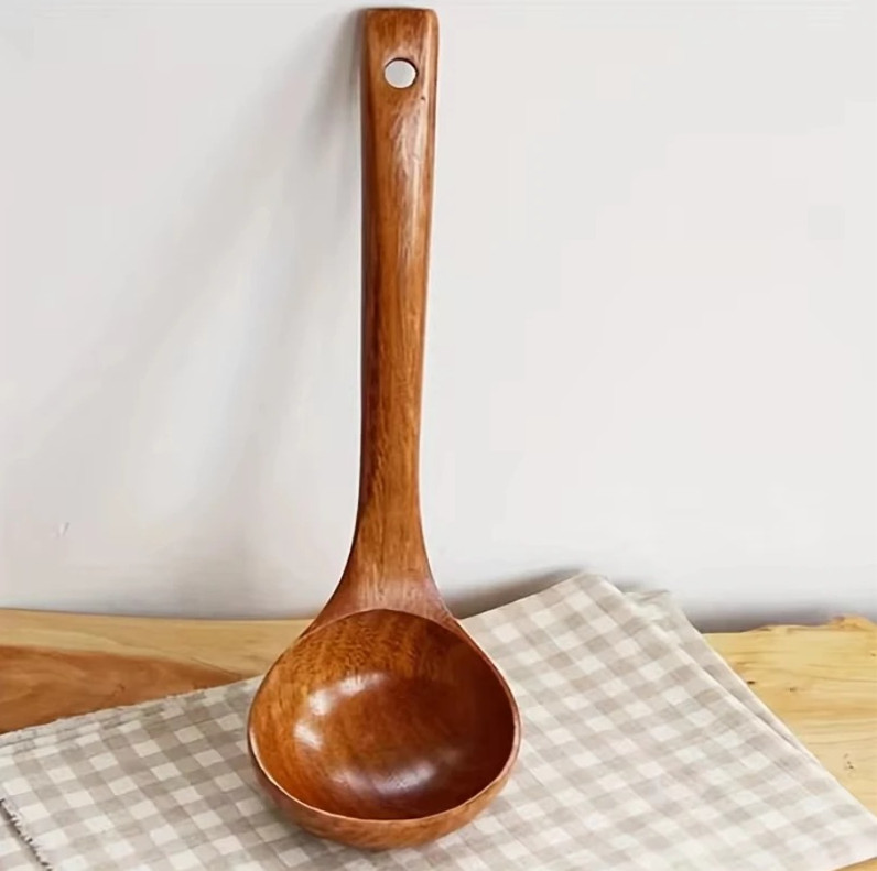 1pc Solid Wooden Cooking Spoon Non-Stick Kitchen Soup Ladle For Kitchen - NEW 1pc Solid Wooden Cooking Spoon Non-Stick Kitchen Soup Ladle For Kitchen - NEW