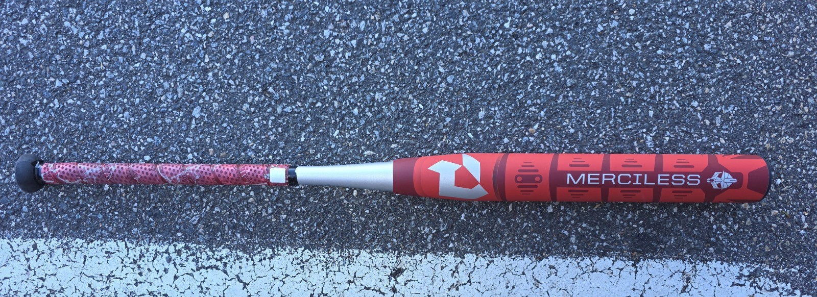 DeMarini Merciless Slow Pitch Bat 34in 25.5oz, 2 1/4in 2-Piece Endloaded Bat Red DeMarini Merciless Slow Pitch Bat 34in 25.5oz, 2 1/4in 2-Piece Endloaded Bat Red
