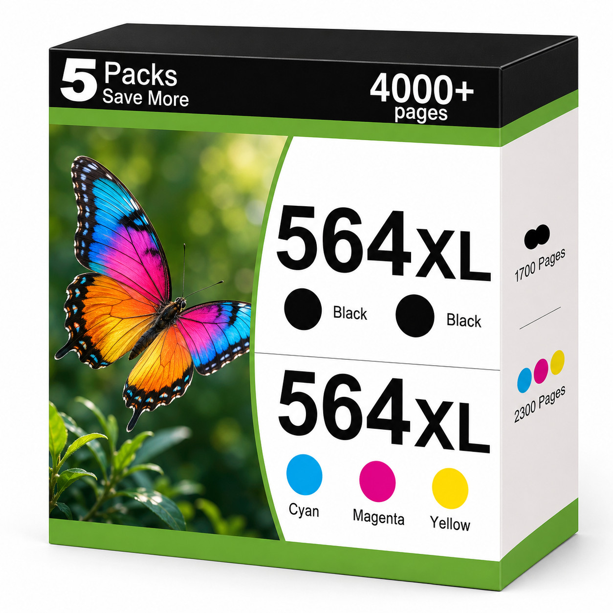 564XL-5PK Ink Printer Cartridge Color/Black PhotoSmart 5514 7520 7525 5520  6520
