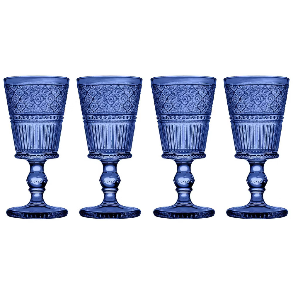 Godinger Silver (Set of 4) 9 fl oz Claro Goblets Blue