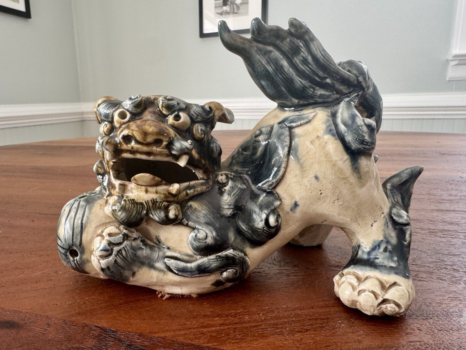 Vintage Chinese Foo Dog Shishi Guardian Lion Glazed Pottery Good Fortune Vintage Chinese Foo Dog Shishi Guardian Lion Glazed Pottery Good Fortune