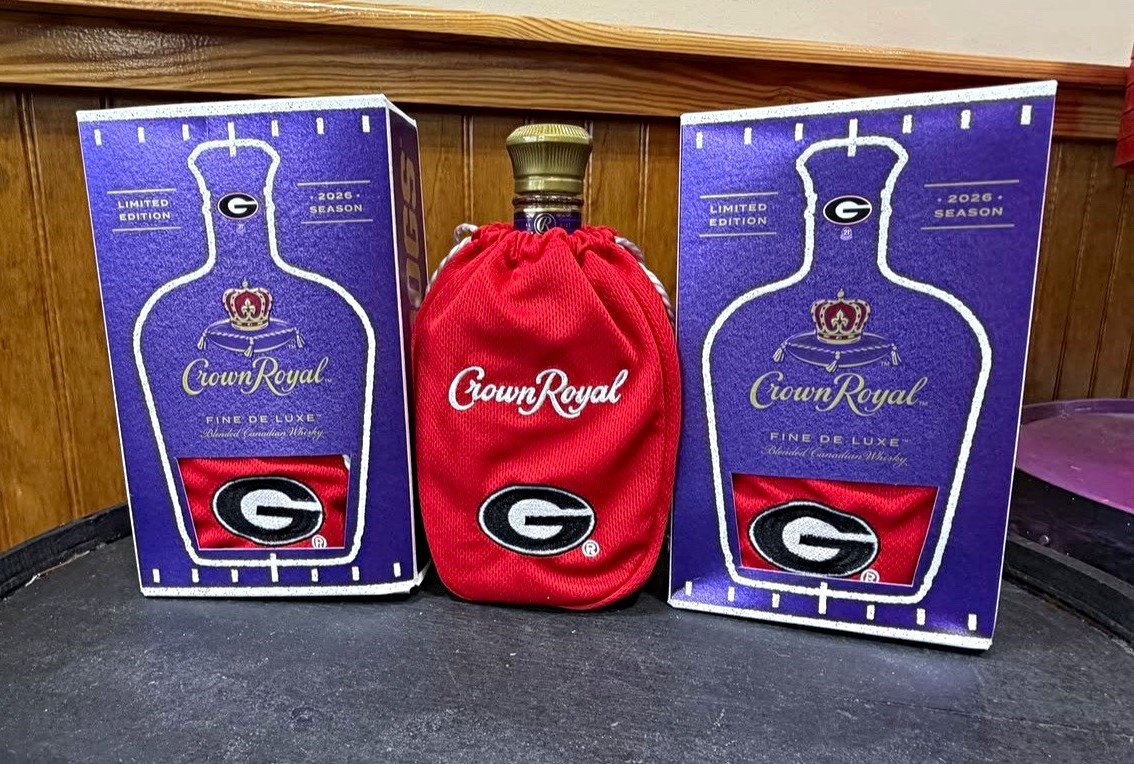 Georgia bulldog Crown Royal 2026 Season limited edition Box and Georgia G bag Georgia bulldog Crown Royal 2026 Season limited edition Box and Georgia G bag