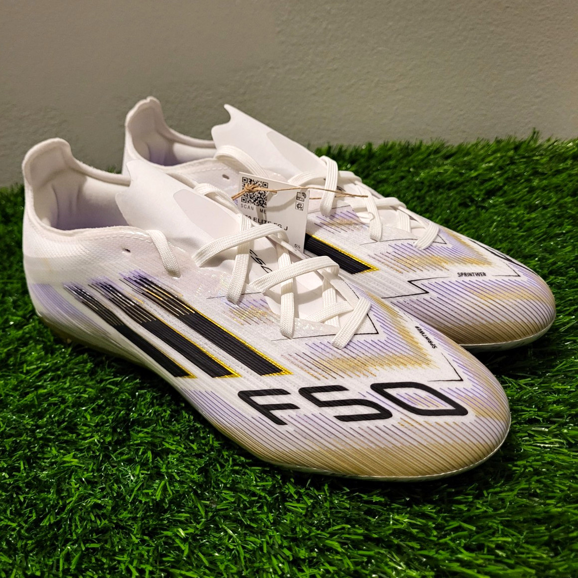 adidas F50 Elite FG Soccer Cleats White Gold Purple US Size 6 adidas F50 Elite FG Soccer Cleats White Gold Purple US Size 6