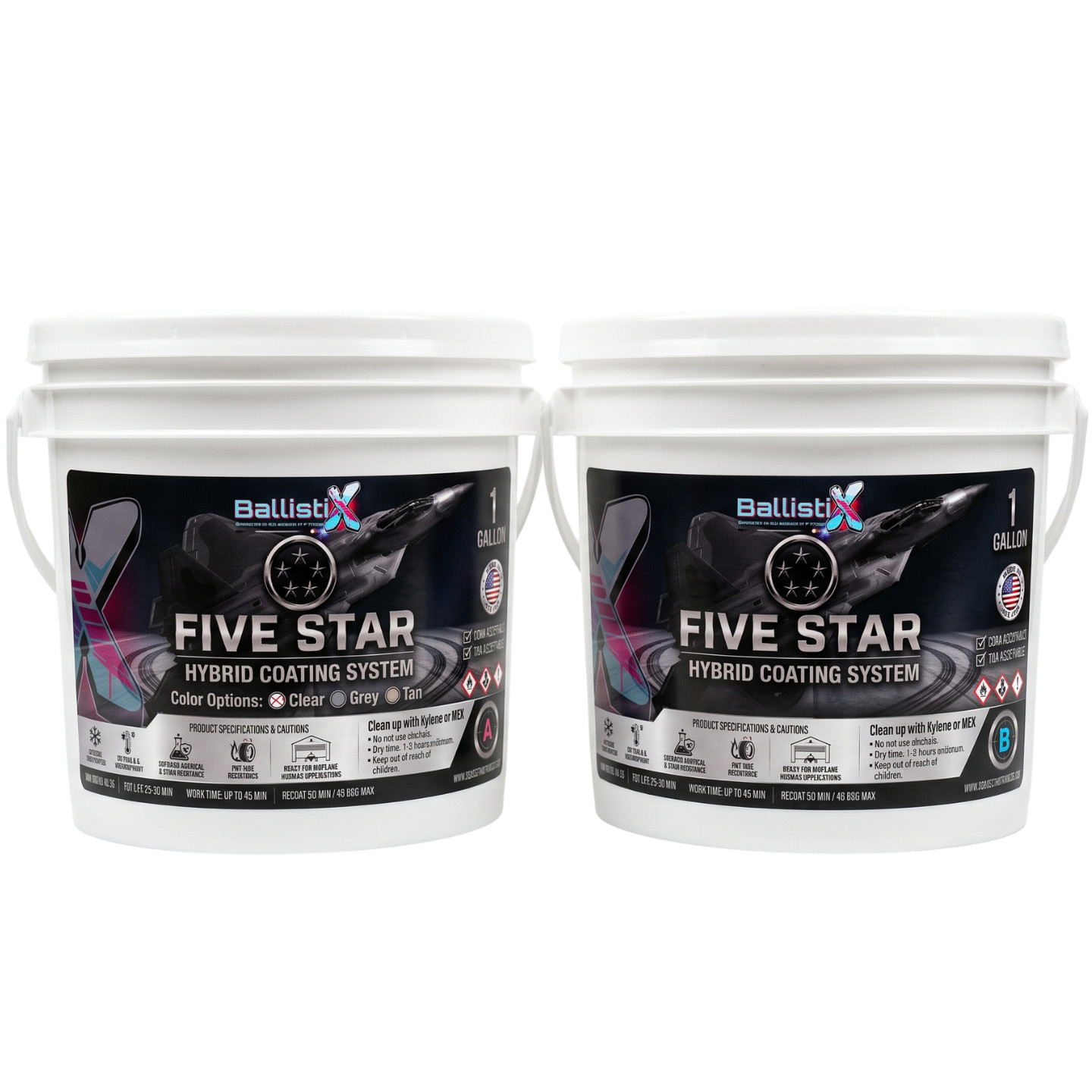 BallistiX Five Star 85% Solids Hybrid Floor Coating Industrial 2 Gallon Kit