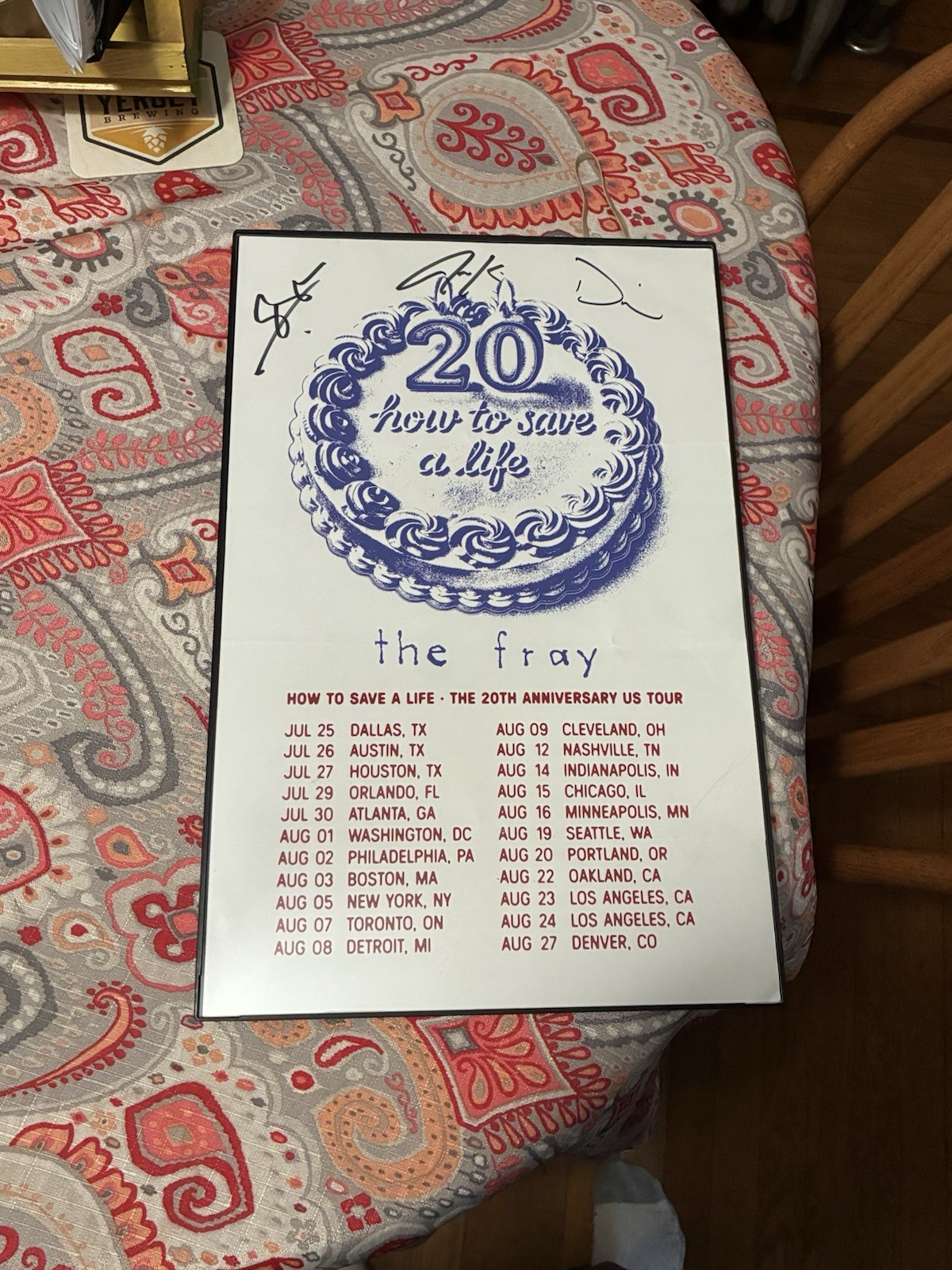 TWO Signed The Fray VIP Poster How to Save a Life Tour 2025 TWO Signed The Fray VIP Poster How to Save a Life Tour 2025