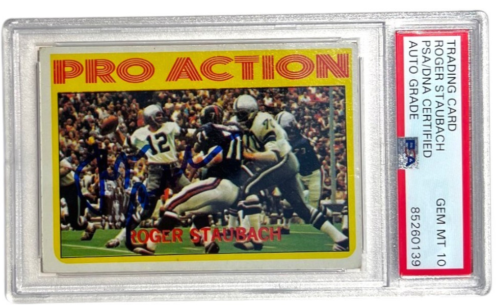 1972 Topps Roger Staubach Signed In Action Rookie RC HOF 85 PSA AUTO 10 1972 Topps Roger Staubach Signed In Action Rookie RC HOF 85 PSA AUTO 10