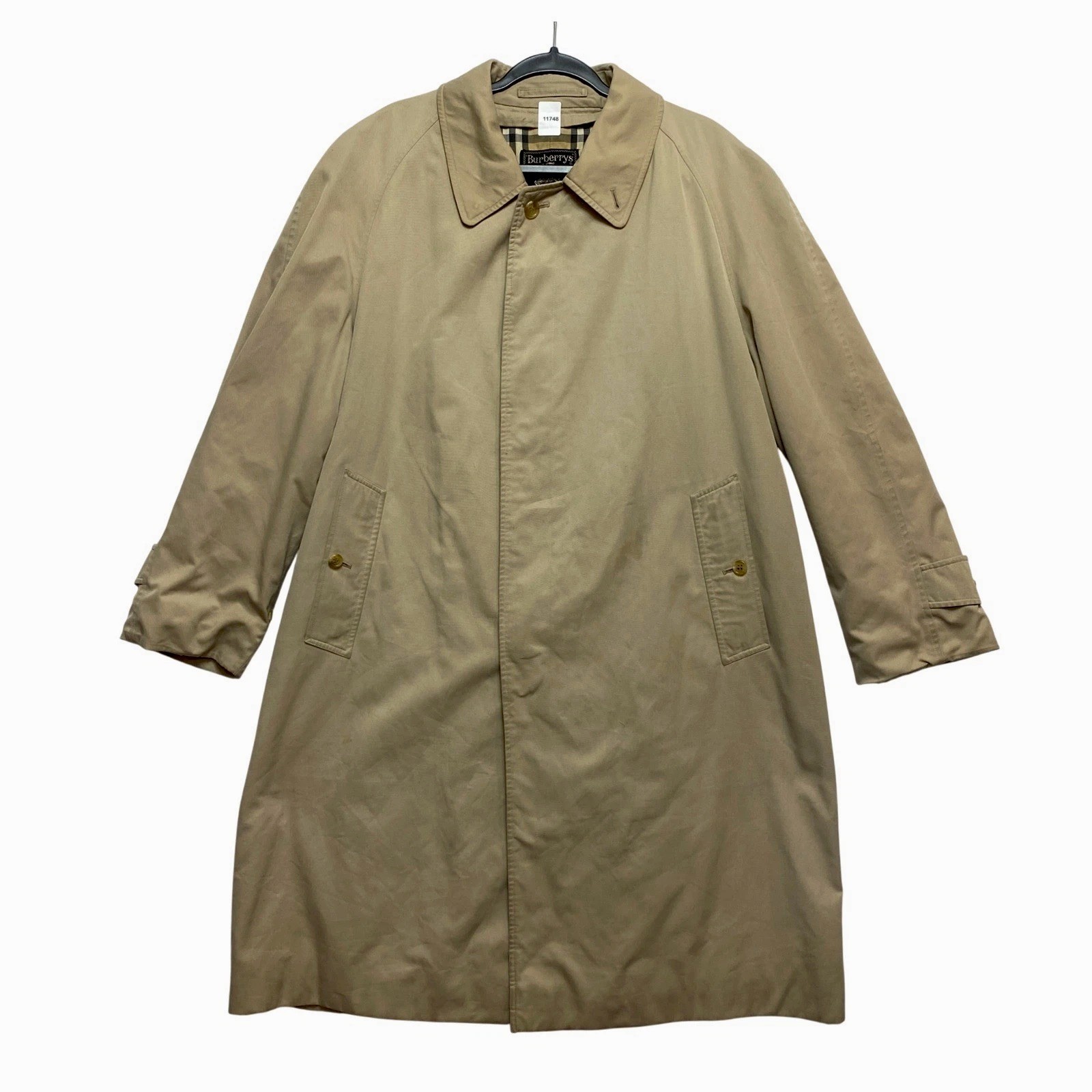 Burberrys Trench Coat Mens Large Tan Nova Check Lining Made in England
