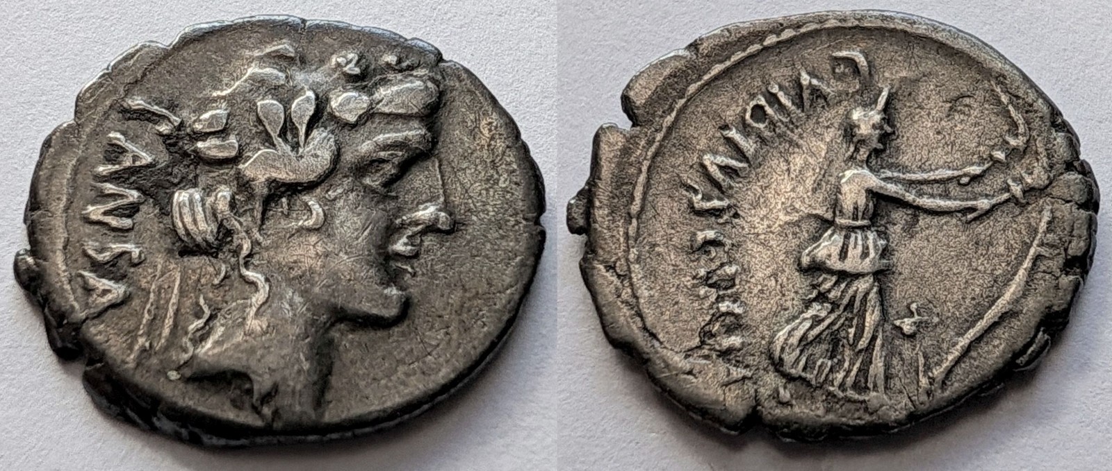 Roman Republic C Vibius Pansa Silver Denarius 48 BC Liber Ceres Crawford 449/2