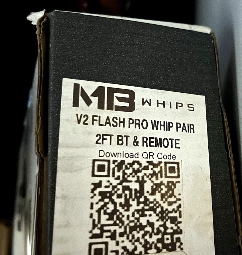 MB Whips V2 Flash Pro 2ft Whip Pair Bluetooth & Remote, 2FT BT & MISSING REMOTE
