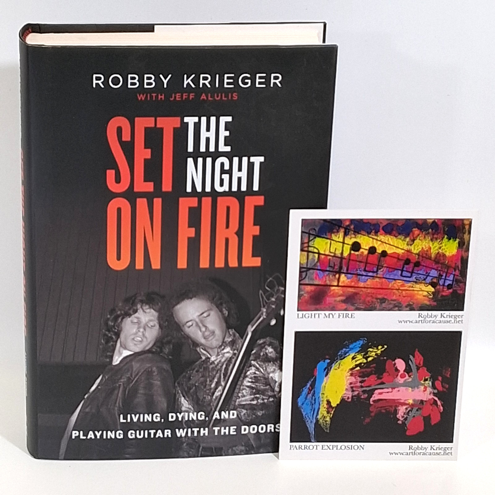 Set the Night on Fire SIGNED By Robby Krieger Hardcover 1ST PRINTING w/ Art Card