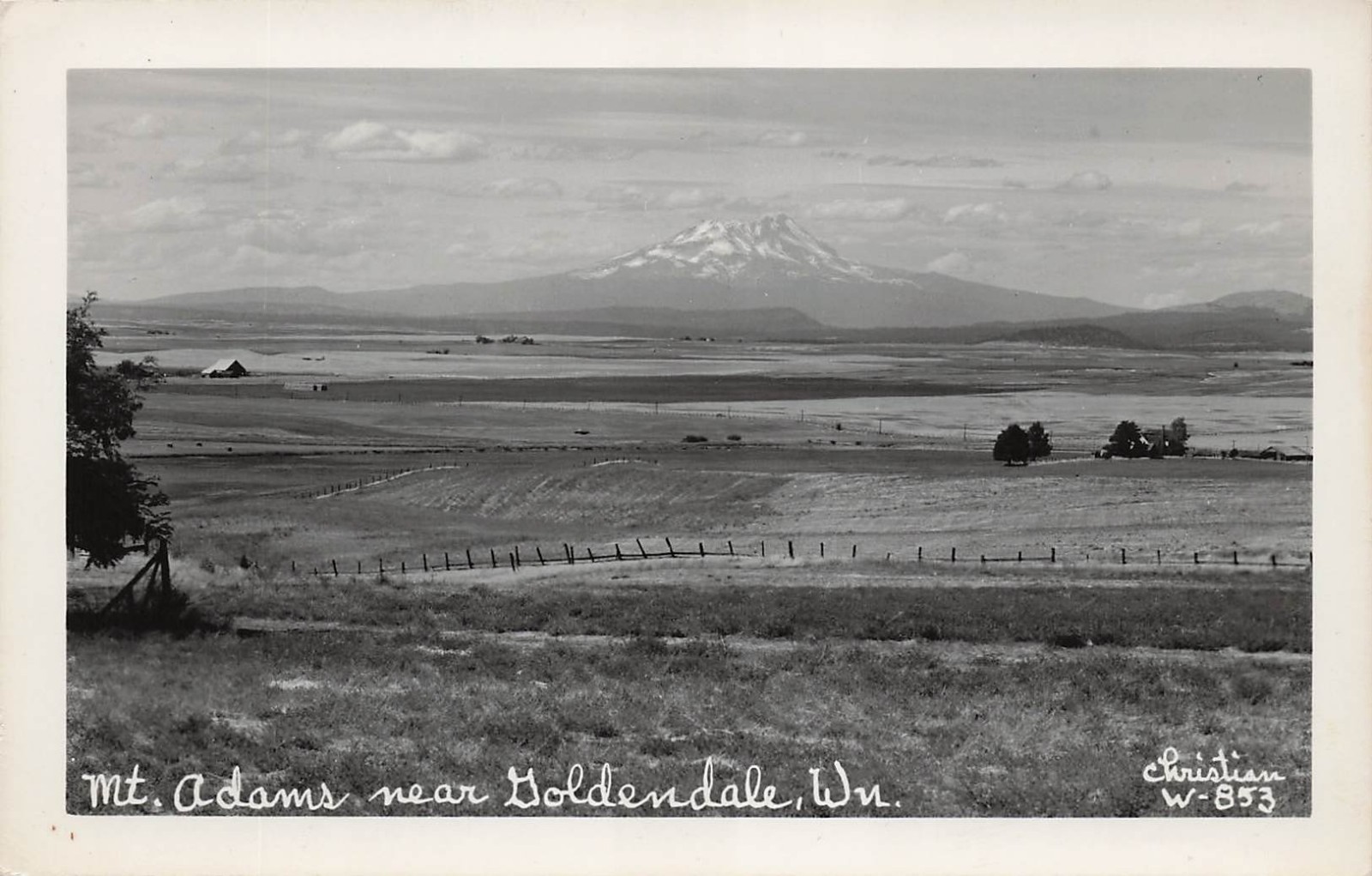 RPPC Goldendale WA Washington Mt Mount Adams Farm Barn Photo Vtg Postcard 32A