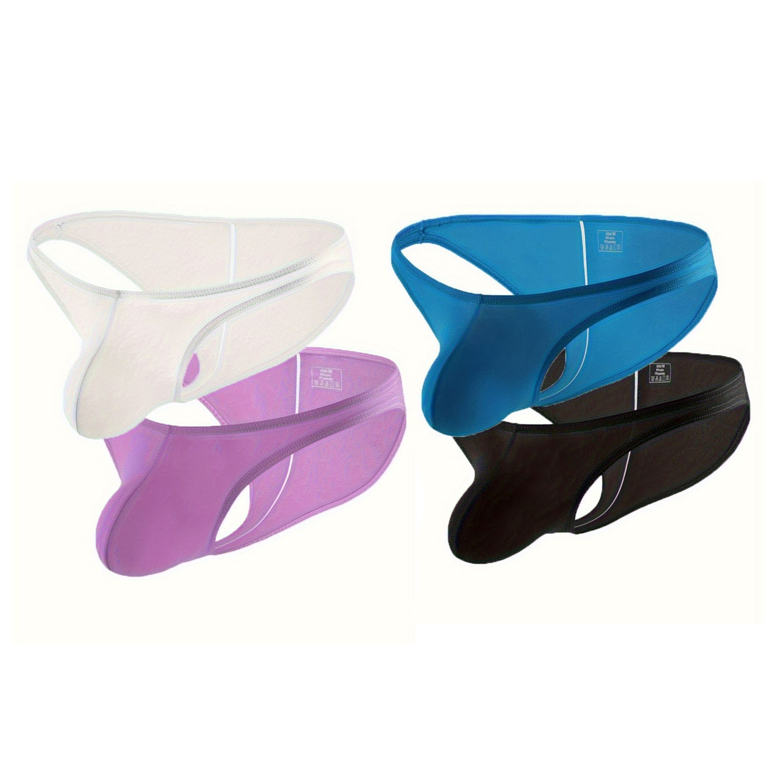 4Pcs Men's Sexy Triangle Underwear Low Rise Summer Solid Color Underpants 4Pcs Men's Sexy Triangle Underwear Low Rise Summer Solid Color Underpants