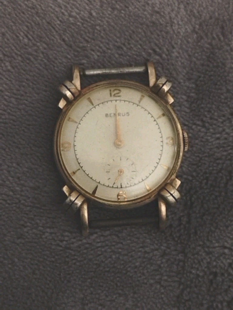 ORIGINAL BENRUS BB 4 ANTIQUE 1950s 10K ROLLED GOLD PLATE
