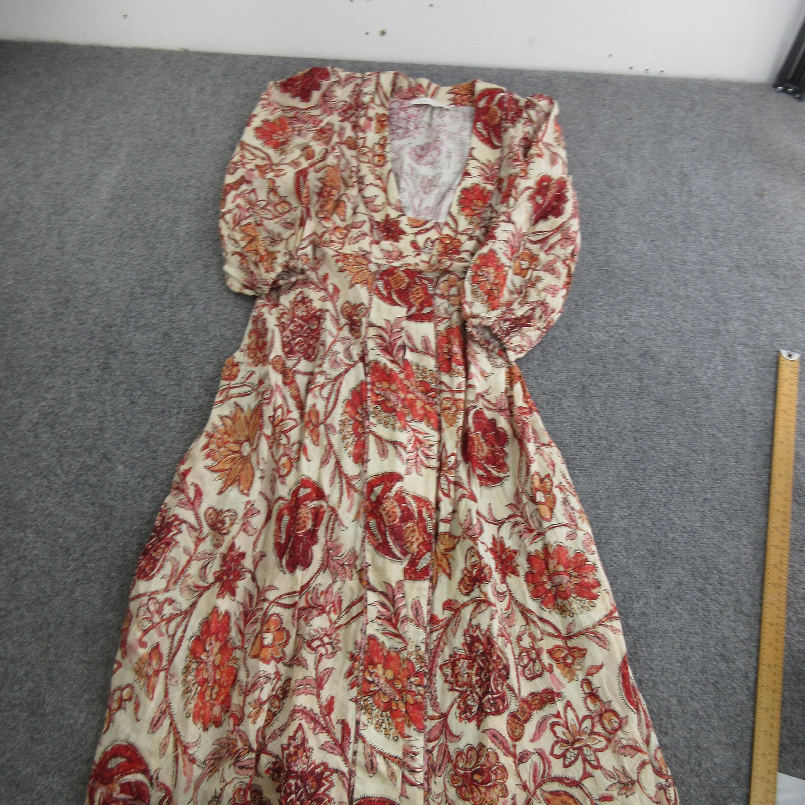 Zimmermann Dress Womens L Multicolor Floral Linen Cotton Maxi V Neck Belted