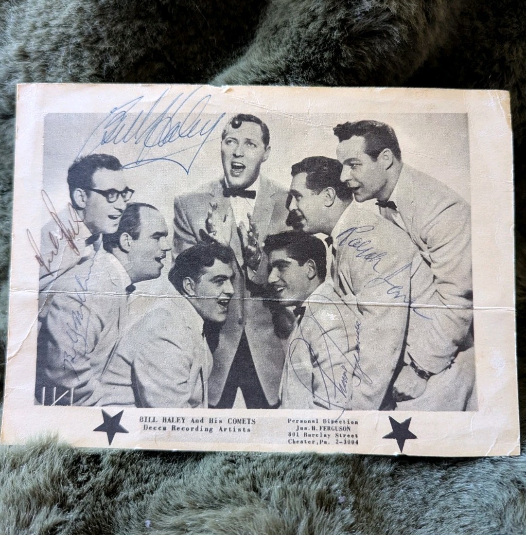 Bill Haley and His Comets Autographed Photo Post Card Hand Signed By Band Decca