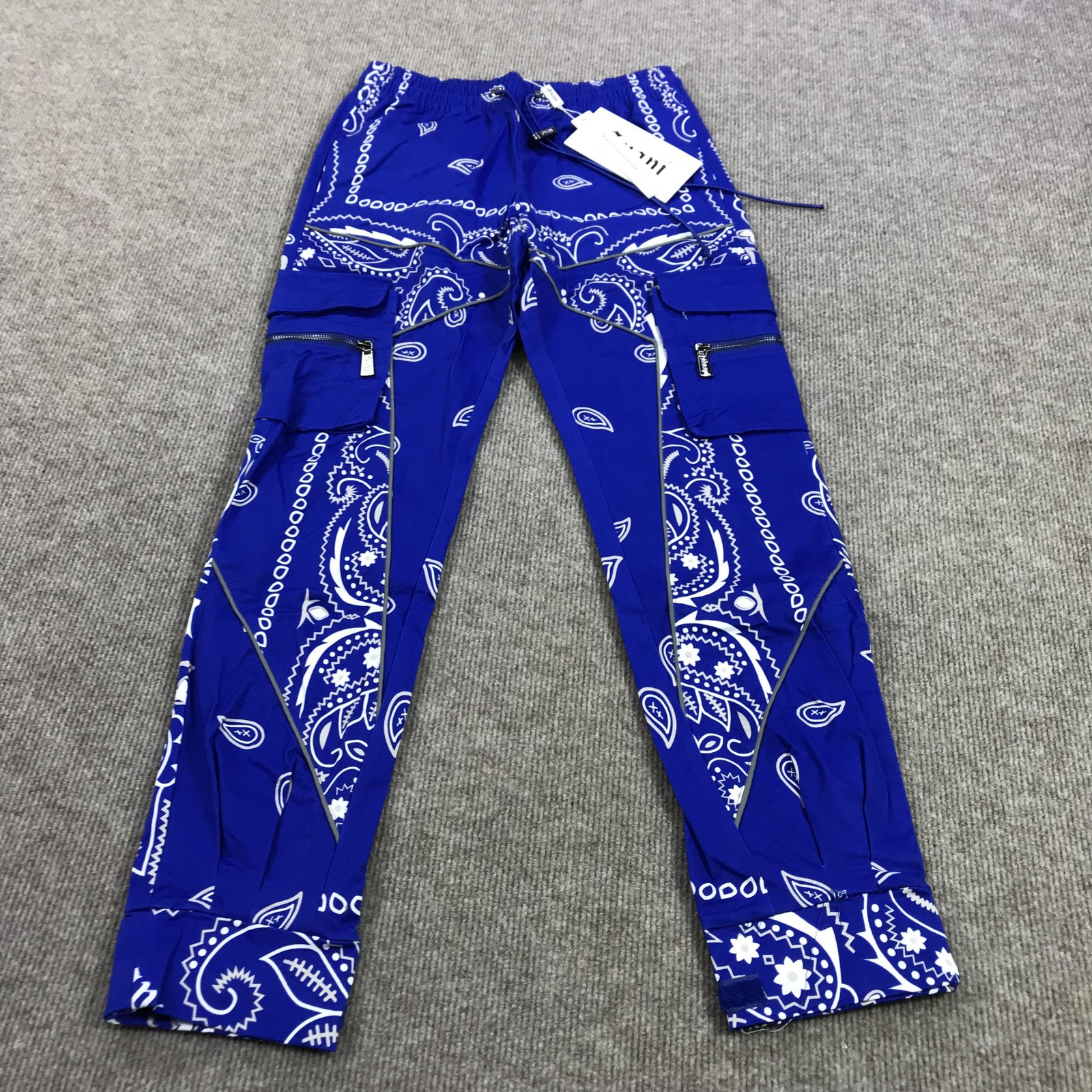 Guapi Pants Mens 28x30 Blue Bandana Paisley Cargo Elastic Limited Edition