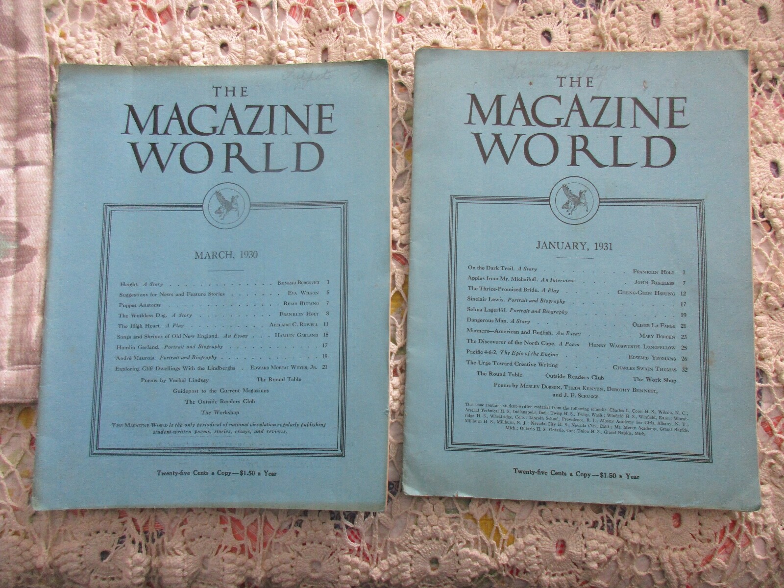2 Original1930-31 The Magazine World Hamlin Garland Essay Lindbergh Longfellow 2 Original1930-31 The Magazine World Hamlin Garland Essay Lindbergh Longfellow