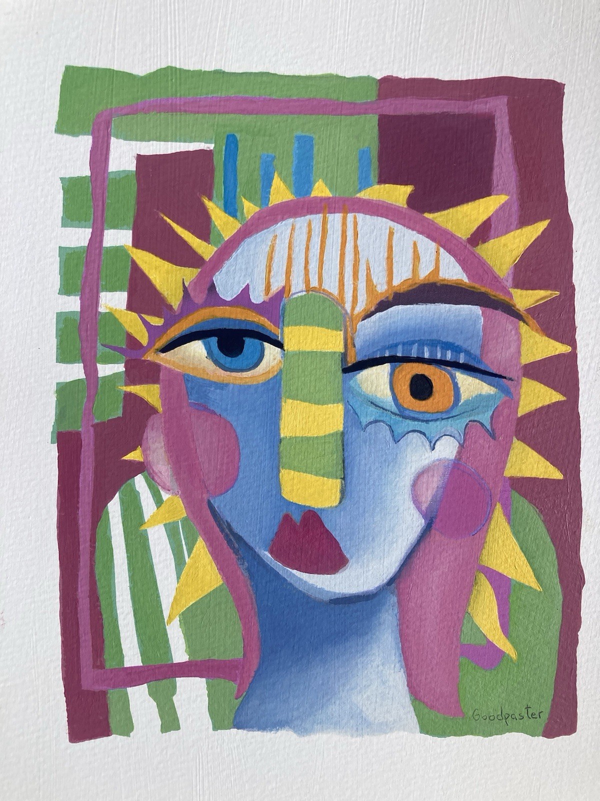 Original Abstract Oil Painting Portrait on Paper-Goodpaster Original Abstract Oil Painting Portrait on Paper-Goodpaster