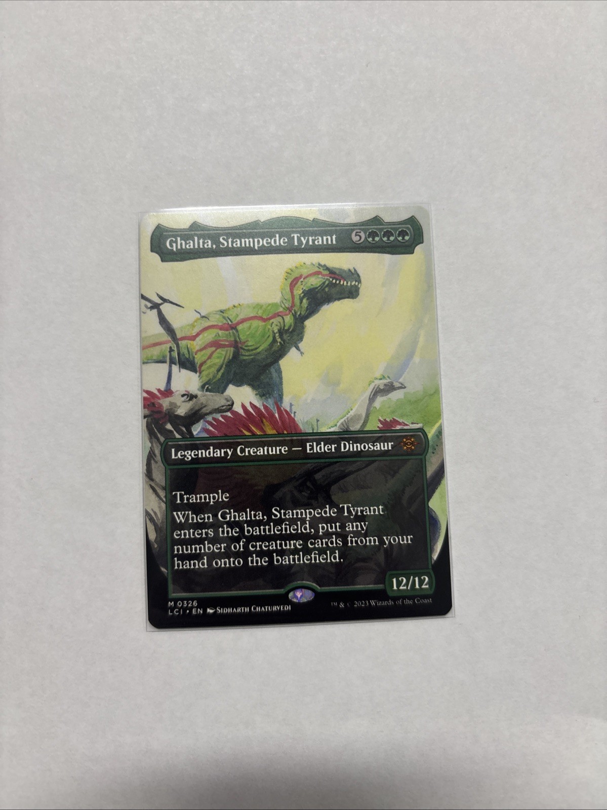Ghalta, Stampede Tyrant (Borderless) The Lost Caverns of Ixalan Regular Ghalta, Stampede Tyrant (Borderless) The Lost Caverns of Ixalan Regular