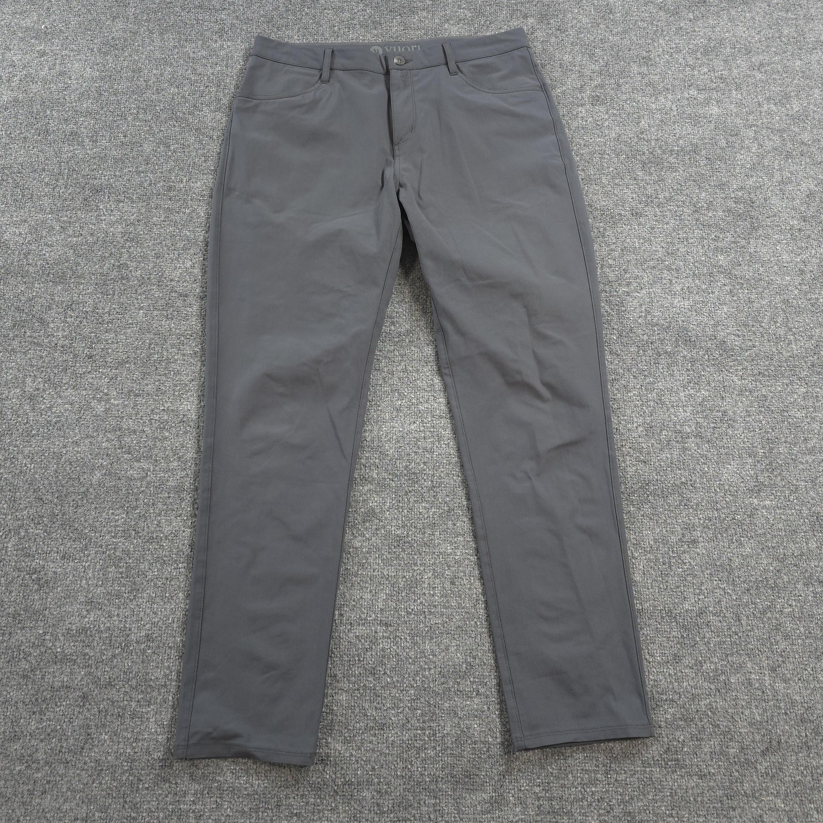Vuori Pants Mens 34x32 Gray Meta Performance Chino Woven Khakis Travel Gym Tech