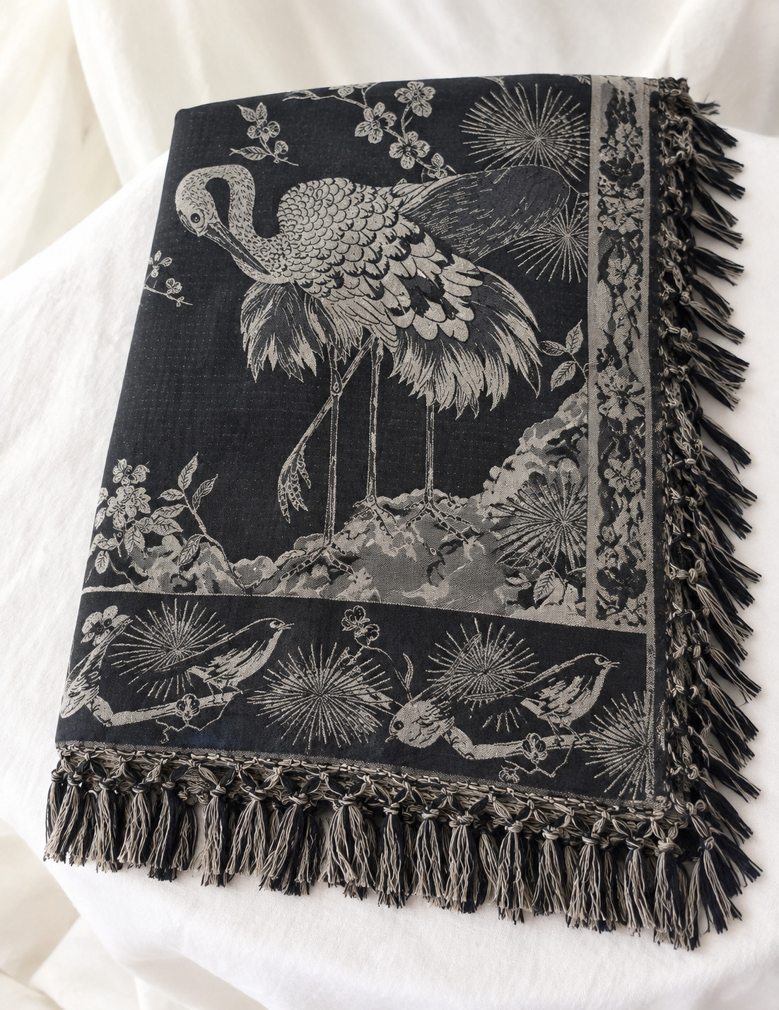 Luxury Jodhpur Indian Woven Throw\bedspread Reversible Bird Floral 100” x 86 Luxury Jodhpur Indian Woven Throw\bedspread Reversible Bird Floral 100” x 86