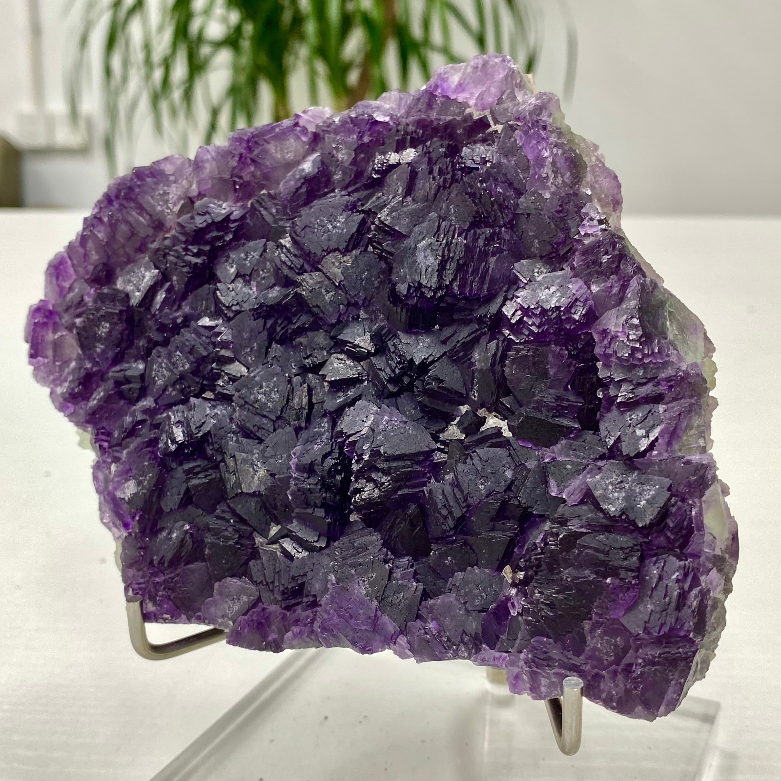 2.07LB  Rare transparent purple cubic fluorite mineral crystal sample/Chin